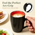thumbnail image 3 of TINANA 12 oz Ceramic Coffee Mugs Set of 6, Matte Black Coffee Cups with Colorful Interior, Tea Mugs for Home Office, Microwave and Dishwasher Safe, 3 of 7