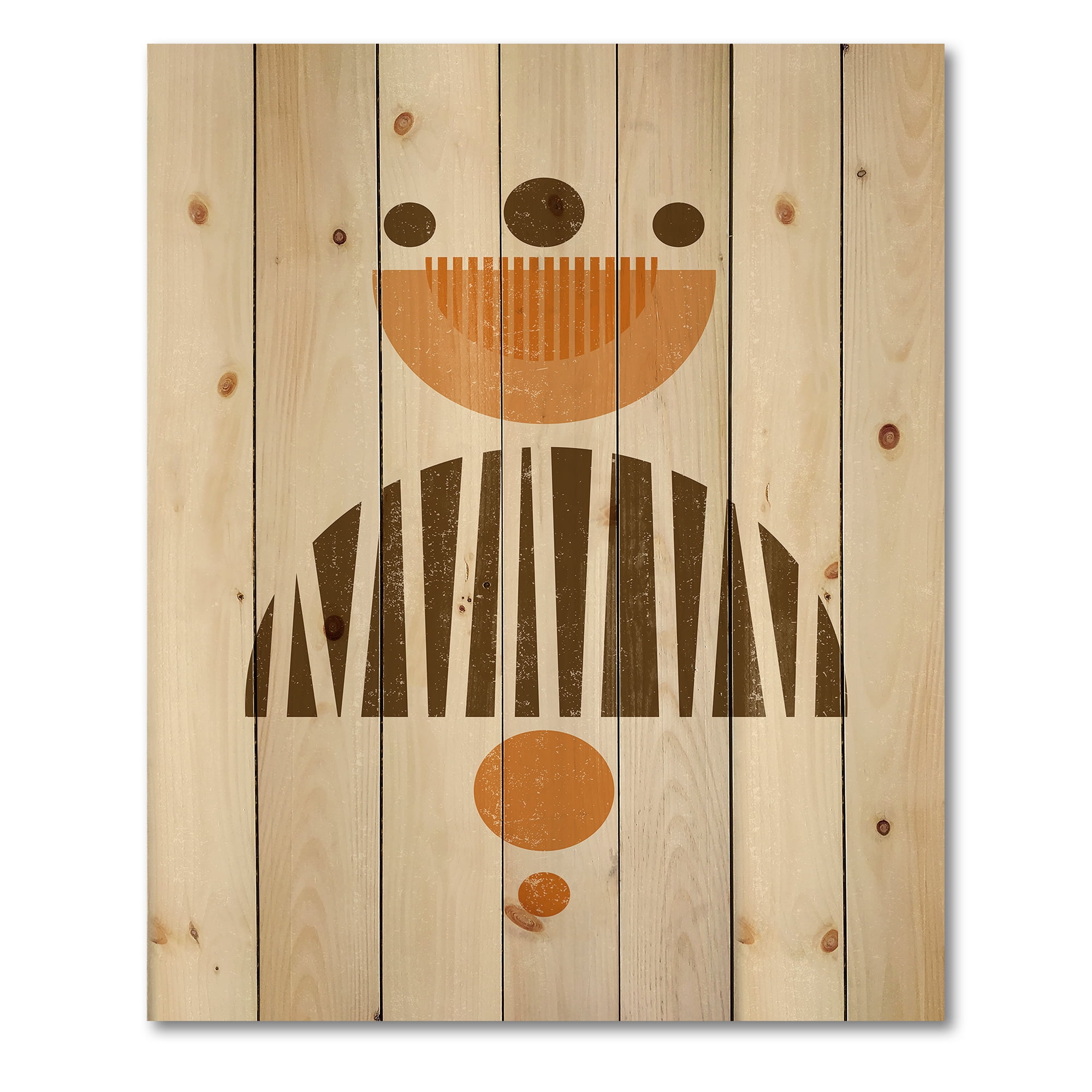 Designart 'Abstract Minimal Moon and Sun In Earth Tones IV' Modern Print on Natural Pine Wood