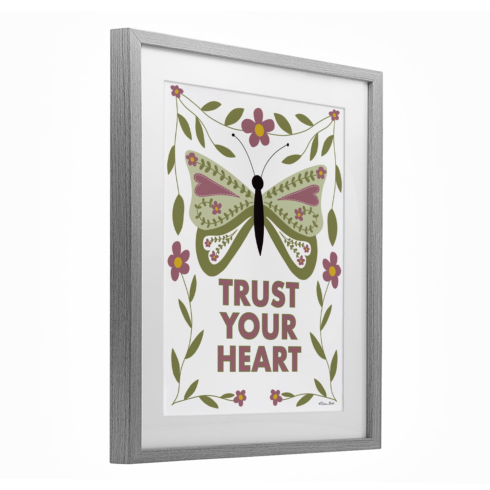 Stupell Industries Trust Your Heart Symmetrical Gray Framed Print Under Glass, design by Susan Ball