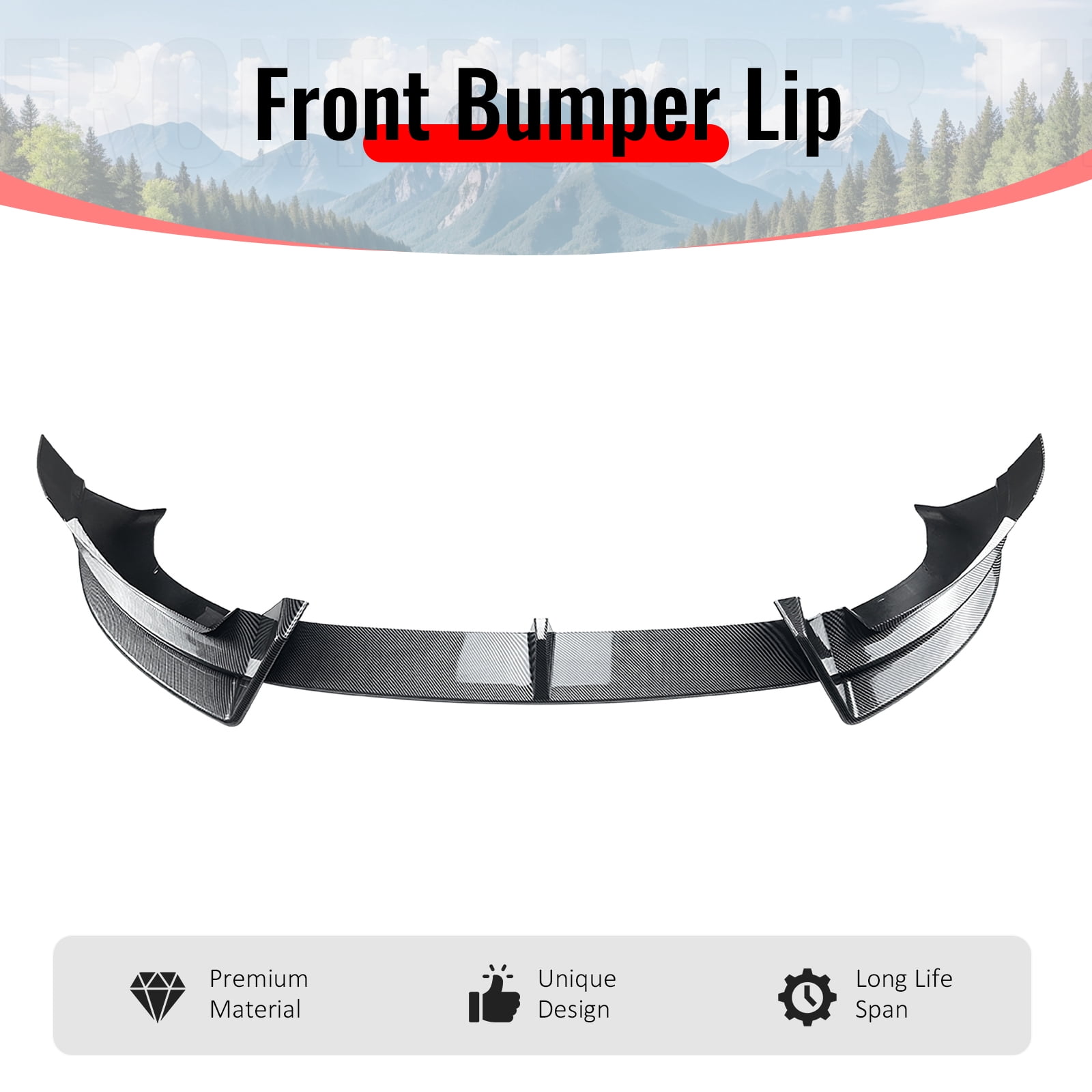 Ikon Motorsports 3PCS Front Lower Bumper Lip Air Dam Chin Spoiler Splitter For 2026 Tesla Model Y Juniper Premium IKON Style Carbon Fiber Print ABS