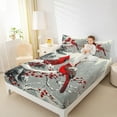 thumbnail image 4 of Feelyou Red Winter Robin Twin Sheet Sets, Kawaii Christmas Bird Twin Fitted Sheet, Teens Kids Boys Girls Flat Sheet, Luxury Bedroom Decor, 3-Piece, 4 of 7