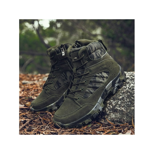 MAWCLOS Men Hiking Shoes Lace Up Army Combat Boots High Top Breathable Outdoor Shoe Round Toe Jungle Military Tactical Boot Green 8.5 Walmart