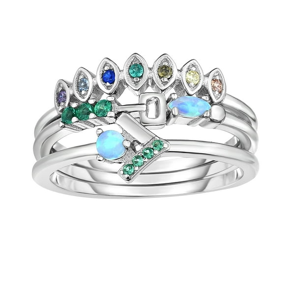Sterling Silver Stackable With Cubic Zirconia Women's Ring, Size 7