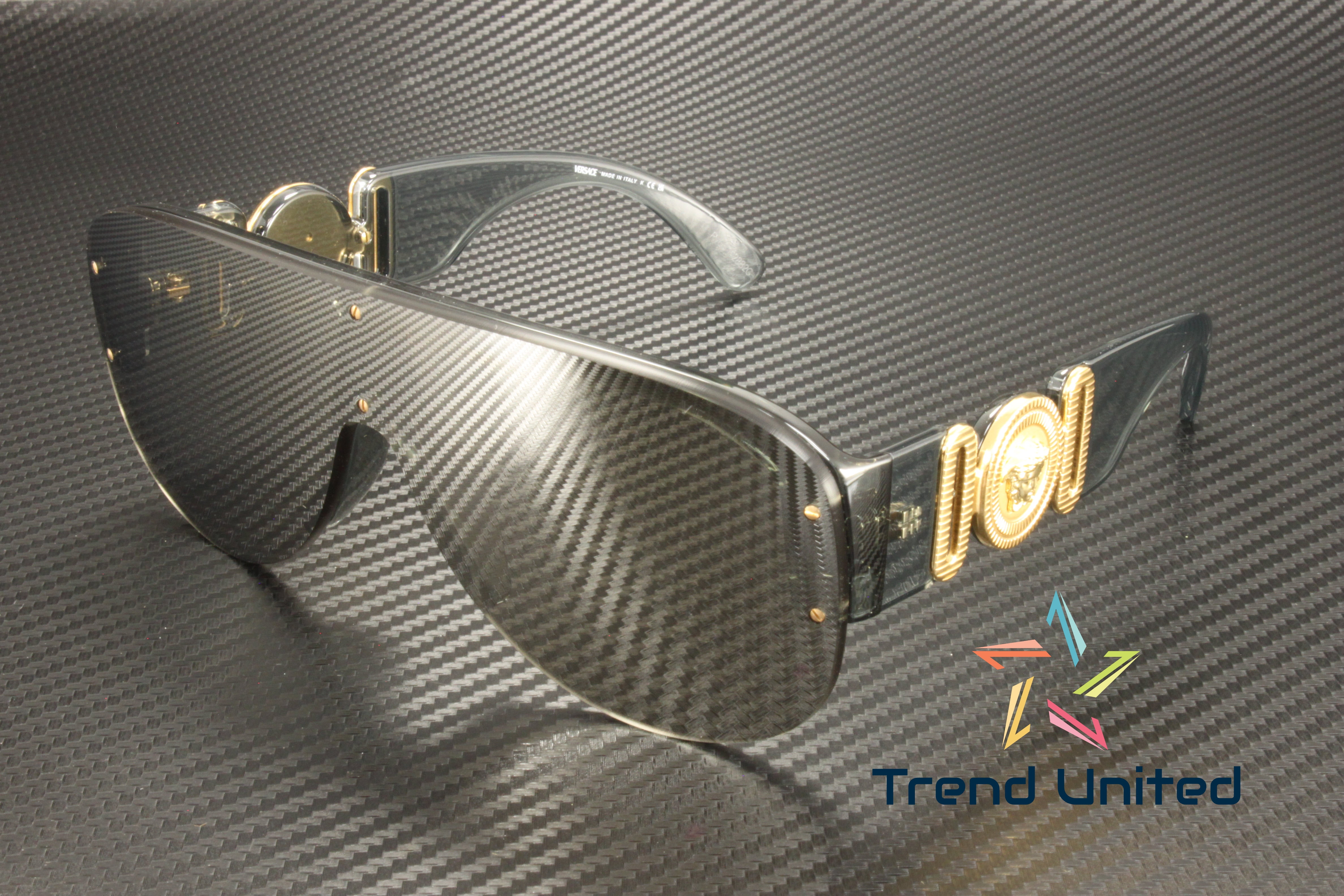 Versace Unisex Shield Sunglasses, VE 4391 311/6G, Transparent Grey