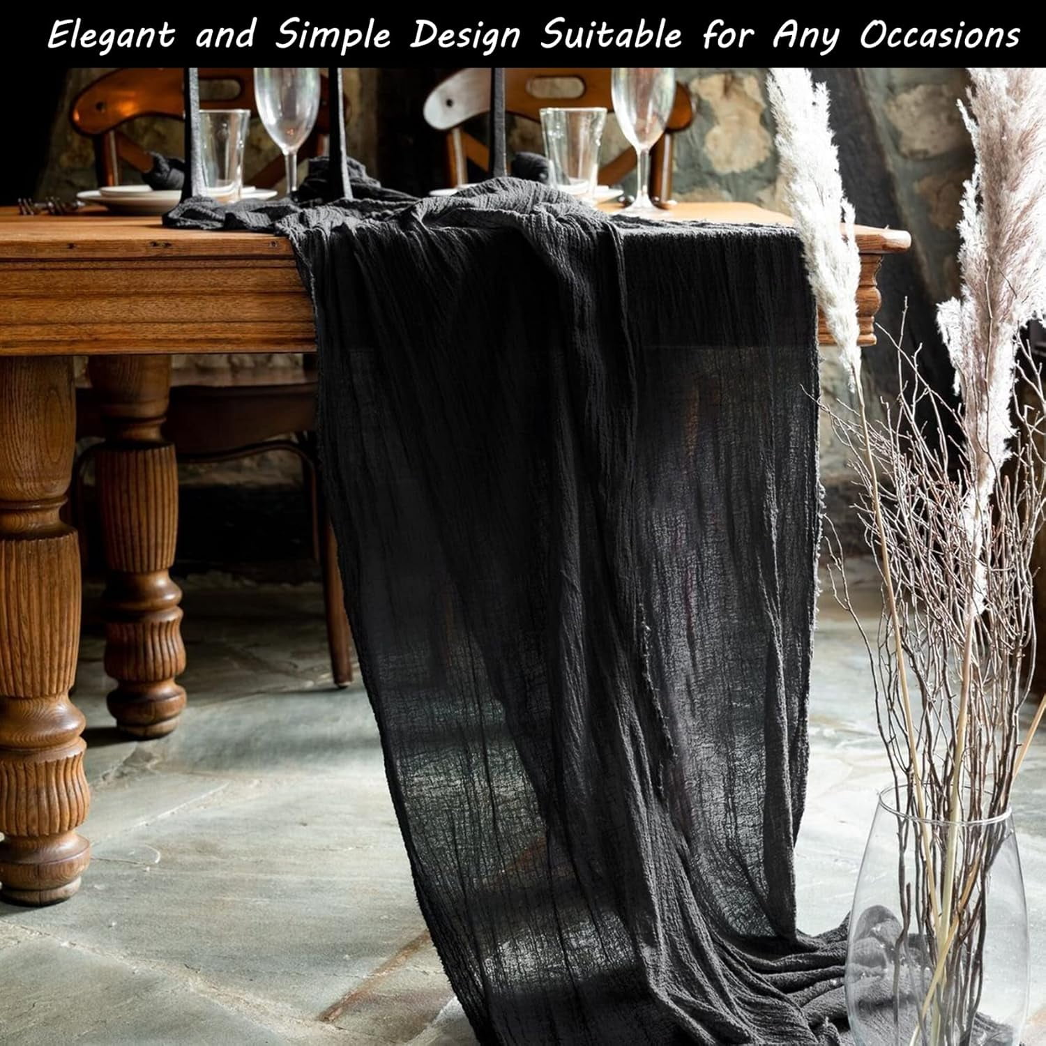 Wehilion 12PCS Cheesecloth Table Runner Boho Gauze Table Runner Cheese Cloth Long Table Runner Rustic Table Runner for Wedding Bridal Shower Birthday Party Table Decor