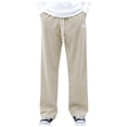 thumbnail image 1 of Zszcpp Work Pants Men Solid Color Drawstring Waistband Corduroy Wide Leg Trendy Comfy Trousers Casual Trouser, 1 of 7