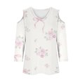 thumbnail image 5 of ZDNIXIAN Womens 3/4 Sleeve Tops V Neck Casual Loose Blouse, Spring Summer Fashion Cutout Shoulder Tunic Shirts, 5 of 6