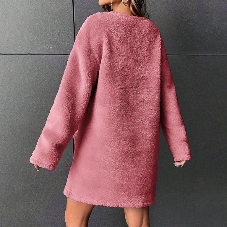 slim fit dress slacks Fall Warm Black Cotton Wave Point Dresses Long Sleeve Winter Clothes M