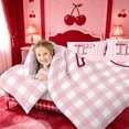thumbnail image 3 of meiyoeat Pink Cherry Monogrammed P Twin Comforter Sets,Cute Ribbon Bowknot Bedding Set For Girl,Pink Reversible,2 Pieces,1 Comforter and 1 Pillowcase, 3 of 7
