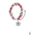 thumbnail image 2 of Silvertone Domed Black PharmD Red Christmas Bead Bracelet, 2 of 4