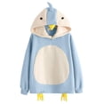 thumbnail image 4 of Casual Loose Color Block Long Sleeve Cute Cartoon Chick Hooded Sweatshirt (Light Blue S ), 4 of 5