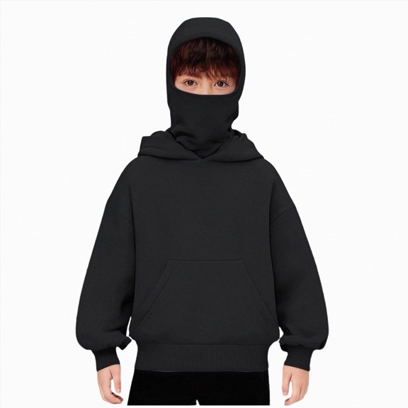 Nwiuh Girls Hoodie Trendy Cute Hooded Sweatshirt with Pocket Baggy Kids Pullover Winter 2026 Back to School Clothes Teens (Black, 12-13 Years)