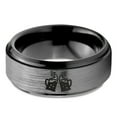 thumbnail image 2 of Tungsten Cheers Beer Drink Band Ring 8mm Men Women Comfort Fit Black Step Bevel Edge Brushed Gray Polished, 2 of 4