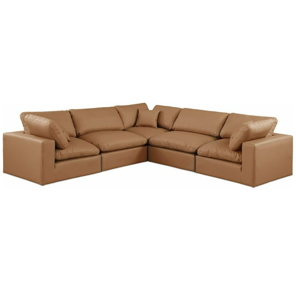 Meridian Furniture Comfy Cognac Faux Leather Modular Sectional