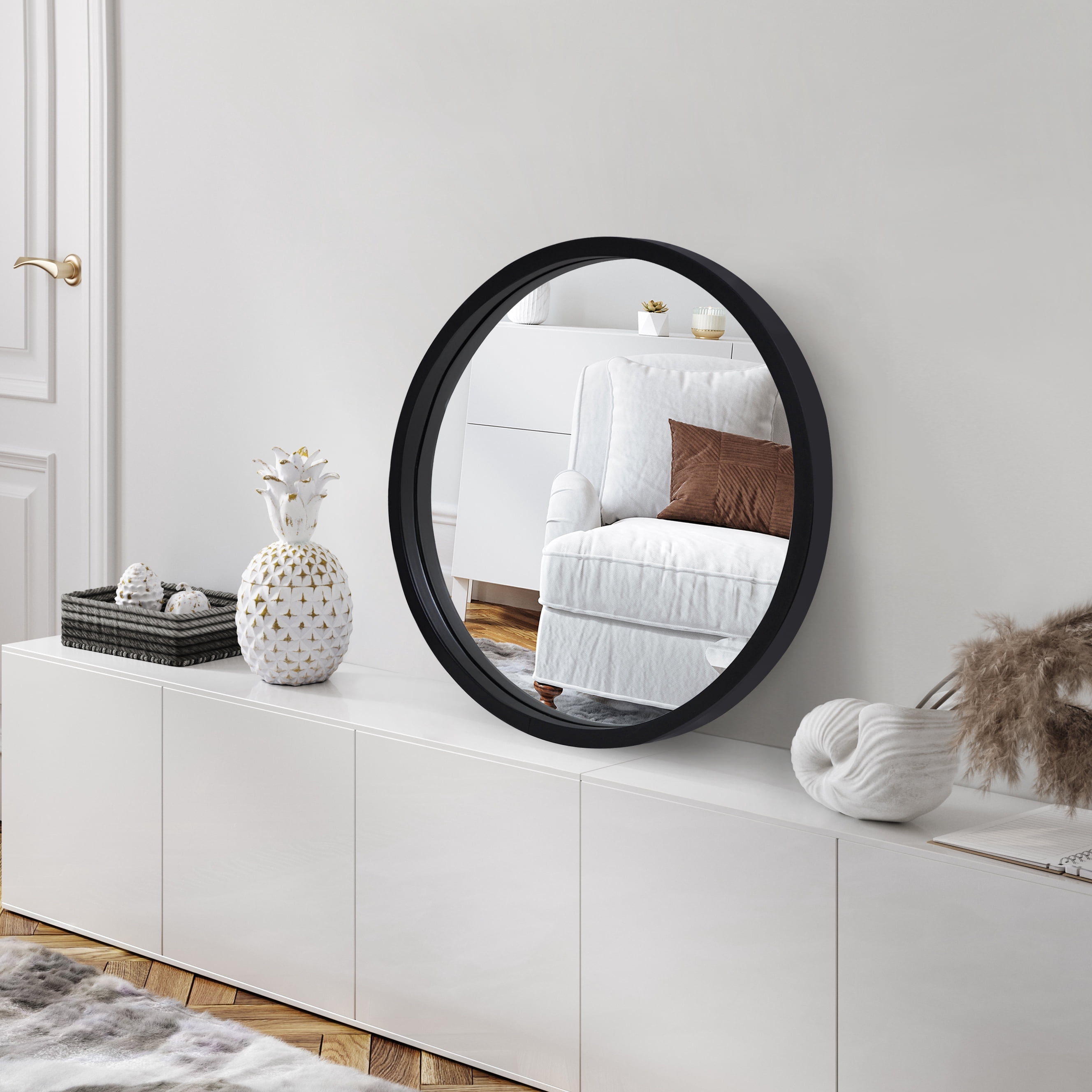 Americanflat - 20x20 Framed Black Round Mirror - Circle Mirror for Bathroom, Bedroom, Entryway, Living Room