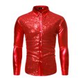 thumbnail image 5 of INSPIRE CHIC Men's Shiny Sequins Shirt Long Sleeves Slim Fit Disco Party Shirt, 5 of 6