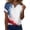 White, variant on Women's Patriotic Star Print 250th Anniversary USA Shirt V-Neck Button Short Sleeve T-Shirts