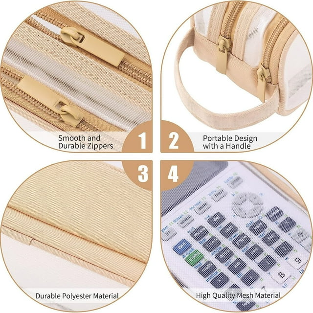 Bolsa de Maquillaje de Viaje,Caja de Lápiz de Malla Grande con 2 Compartimentos Bolsa de Mano Transparente para Adolescentes Escolares,Organizador Multifunción para Accesorios de Maquillaje Viajes,Bol