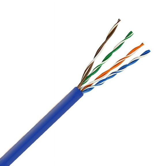 CAT6E 550MHz Cable, No Spline, 4 Pair, UTP, Plenum Rated (CMP), Solid Bare Copper - Blue - 1000ft