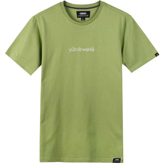 YUBIKWETE 100% Cotton Men's Solid Color T-Shirt with Stylish Logo Simple Look Tee