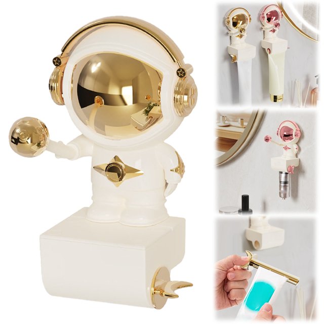 Storage rack Toothpaste Squeezer,No Drill,Astronaut Suction Toothpaste Dispenser Creative Manual Tube Holder For Bathroom Wash & Hand Dispenser For Home Use