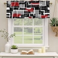 thumbnail image 2 of 2 Pack Valances for Window, Red Black Geometric Short Curtains for Kitchen Bedroom Living Room, Modern Color Block Abstract Rod Pocket Small Window Treatment Valance Drapes 42 x 12 Inch, 2 of 8