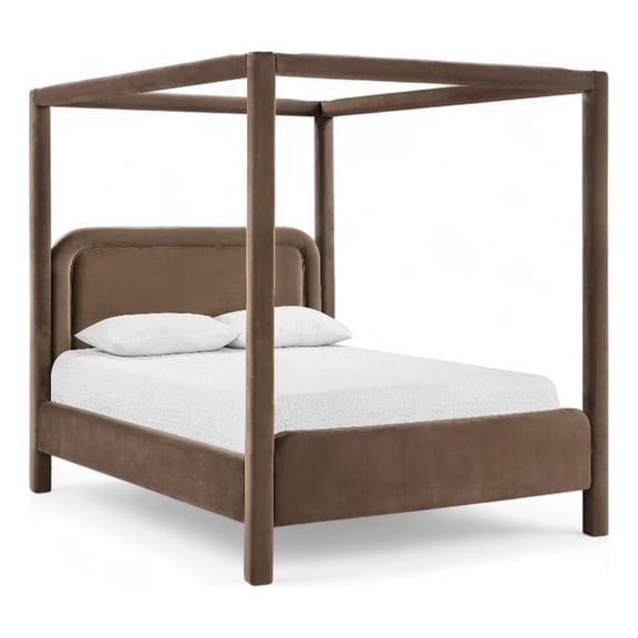 Meridian Furniture Salina Brown Velvet Upholstered Queen Bed