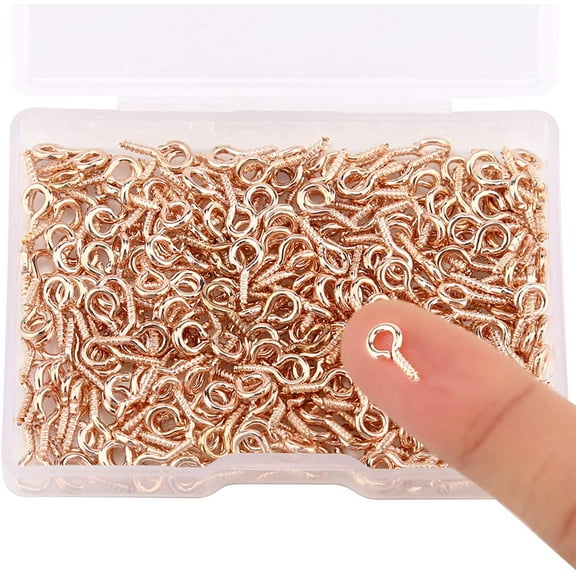 300 pcs Screw Eye Pins Hooks Eyelets Screw Threaded for Jewelry Making Findings DIY Crafts, Rose Gold