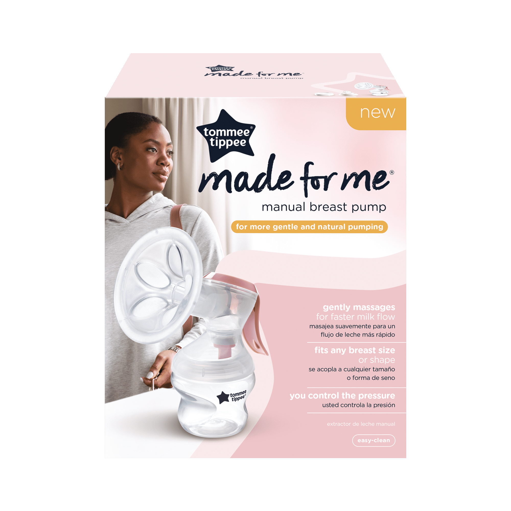 Tommee Tippee Made for Me Single Manual Breast Pump - Baby Bottle Included  