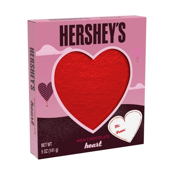 HERSHEY'S, Solid Milk Chocolate Valentine's Day Heart Candy, 5 ounce Gift Box
