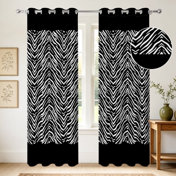 Nanqianyi Black White Zebra Print Blackout Curtains 2 Panels,Thermal Insulated,Grommet Top,42x63 Inch