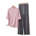 thumbnail image 4 of Wensltd Women's Wide Leg Cropped Pants Elastic Waist Soft Lightweight Comfy Casual Nightwear for All Season, 4 of 6