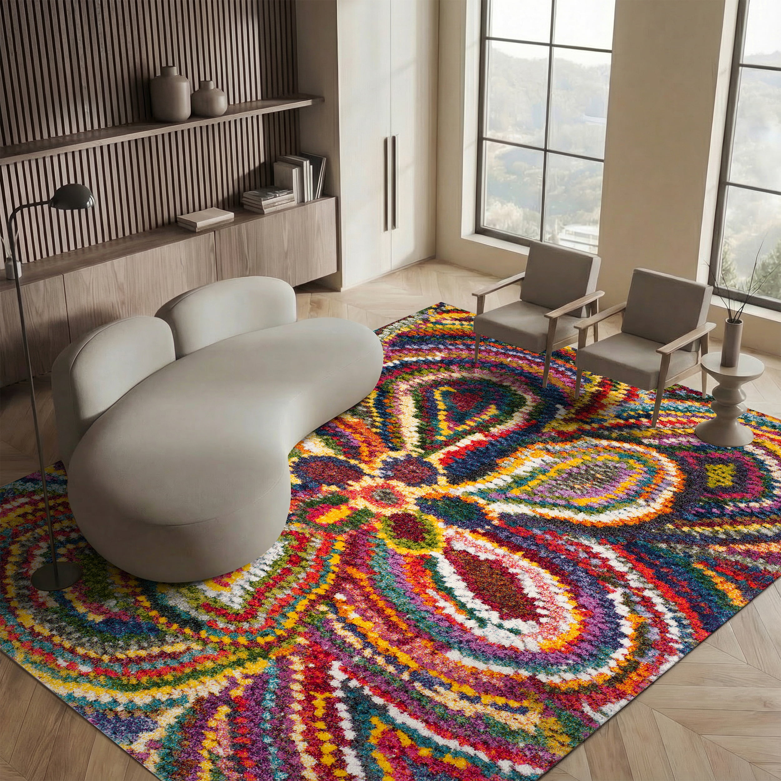 Safavieh Fiesta Ronald Floral Shag Area Rug, Multi, 5'1" x 7'6"