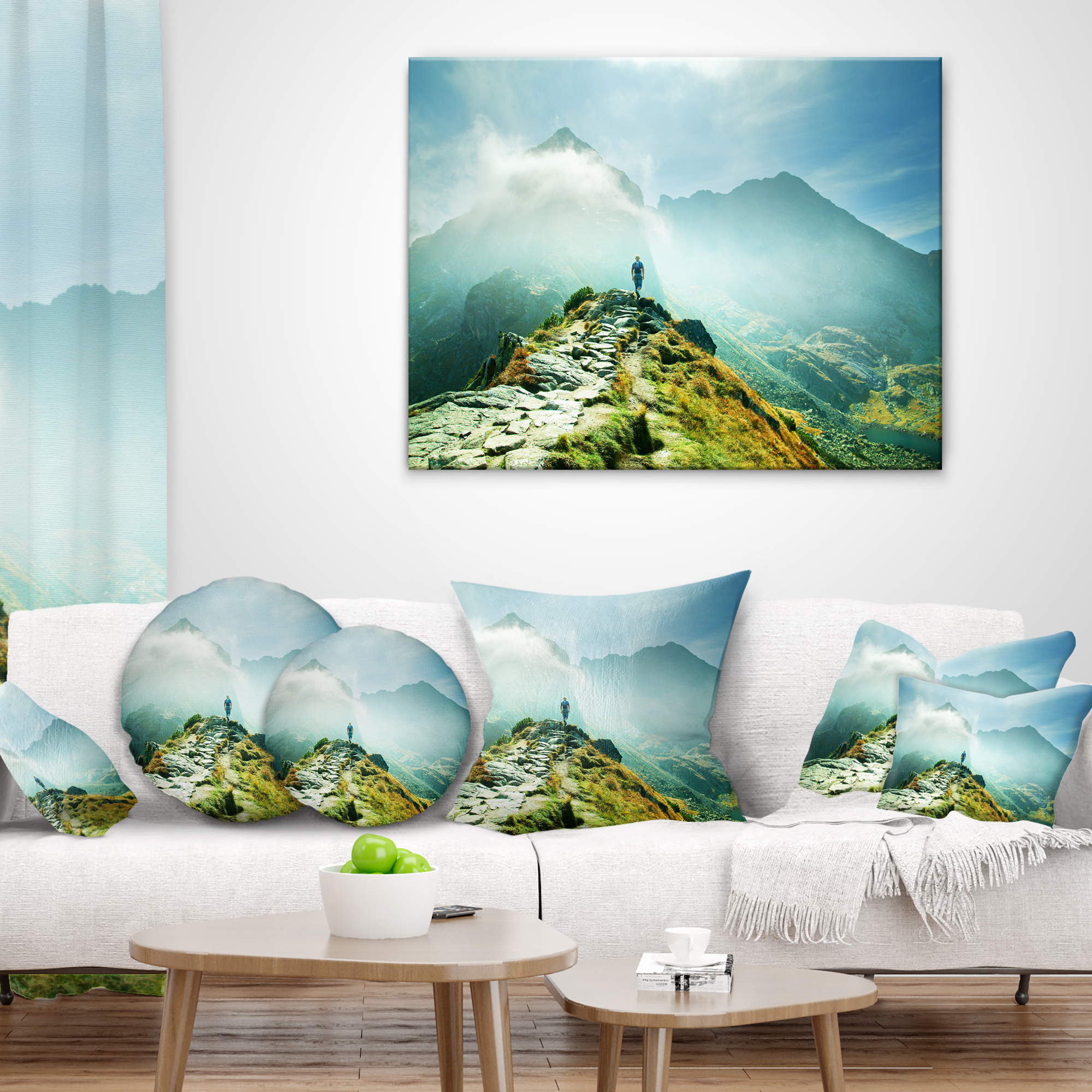 Designart Mountains Landscape - Photography Throw Pillow - 12x20