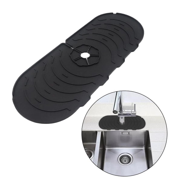 Accesorios de Protección Contra Salpicaduras para Fregadero, Escurridor Duradero de Silicona Lavable, Tapete de Secado Reutilizable para Baño, Cocina, Negro Baoblaze Almohadilla de grifo