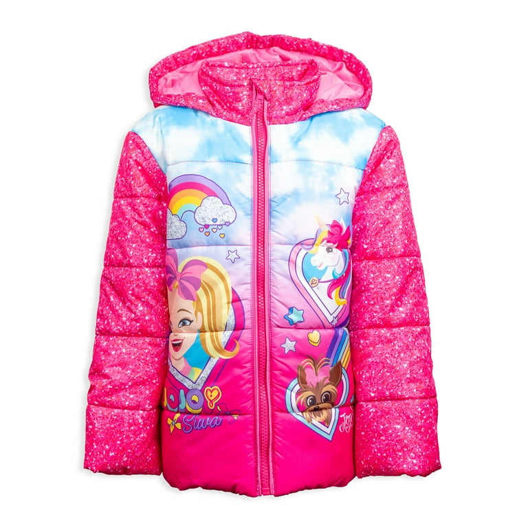 JoJo Siwa Little Girls Winter Coat Puffer Jacket Little Kid to Big