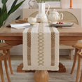 thumbnail image 1 of Patchwork Burlap Table Pants Farmhouse Style, Country Style Woven Cotton Crochet Lace, Bohemian Style, 70", 1 of 5
