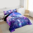 thumbnail image 3 of Feelyou Teens Mystic Castle Queen Comforter Set, Blue Purple Bedding Sets, Dreamy Cherry Blossoms Reversible Bedding Comforter Set, Ultra Soft Bedroom Decor, 3pcs, 3 of 8