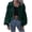 Green, variant on IROINNID Women's Short Zip Up Jacket Turndown Lapel Solid Color Long Sleeve Winter Zipper Casual Cardigan, Black