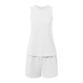 thumbnail image 4 of vigerkar Womens Summer 2 Piece Sets 2025 Ribbed Knit Crew Neck Sleeveless Tank Tops With Shorts Casual Lounge Matching Set White, XXL, 4 of 8