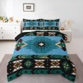 thumbnail image 2 of Manfei Ancient Aztec Theme Bedding Comforter Set,Blue Geometric Geometric Twin Comforter Sets,Black Boho Flower Bedding Set,Microfiber Bedroom Decorative Reversible,2-Piece, 2 of 8