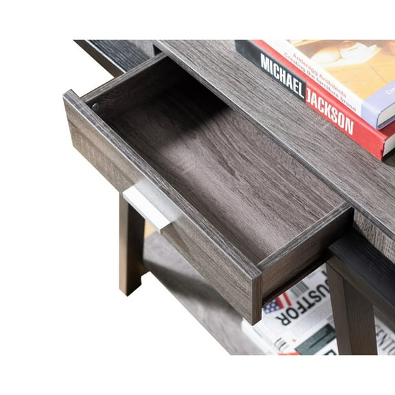 Wooden Console Table with Drawer - Entryway Accent Table, Black Gray Finish, 15.5" x 31.5" x 34"