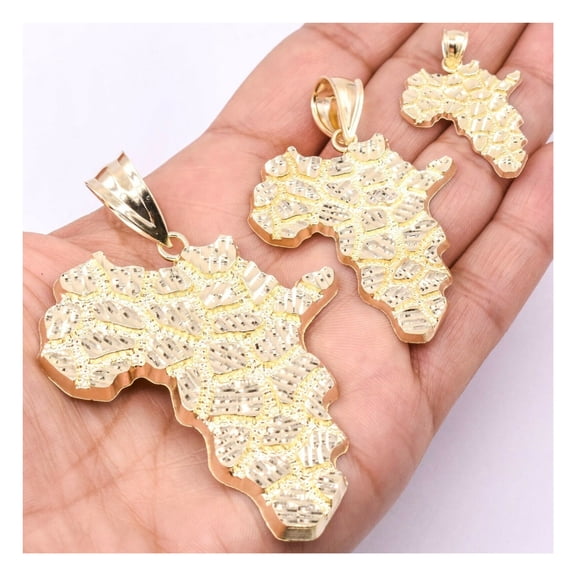 Diamond-Cut Nugget Pendant Unisex Adult Solid 10K Yellow Gold, All Sizes - Goldum NYC