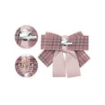 thumbnail image 3 of INSPIRE CHIC Women's Bow Brooch Plaid Faux Rhinestone Beaded Retro Bow Ties Pink, 3 of 4