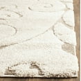 thumbnail image 4 of SAFAVIEH Florida Doug Floral Vines Geometric Shag Runner Rug, Cream/Beige, 2'3" x 7', 4 of 14