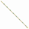 thumbnail image 2 of Real 14kt Yellow Gold Diamond and Oval Emerald Chain Bracelet; 7 inch; Lobster Clasp; for Adults and Teens; for Women and Men, 2 of 2