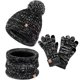 thumbnail image 4 of Gorro de forro polar para niños, guantes de pantalla táctil, bufanda de cuello, sombrero de Navidad, diseño de nieve, 3 piezas, 4 of 4