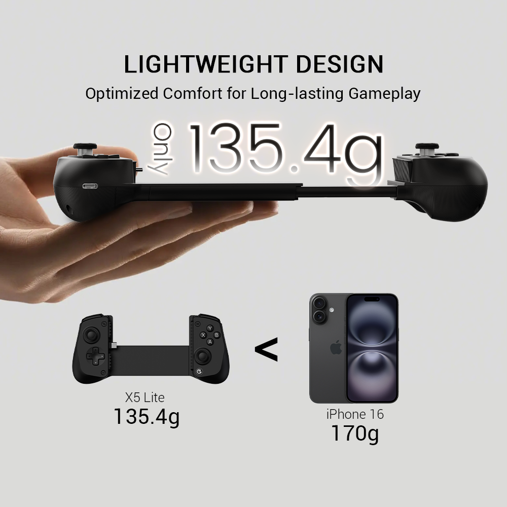Control para Móvil GameSir X5 Lite con Sticks Hall Effect, Personalización Turbo y Carga Pasante, para iPhone 16/15, iPad mini y Android (Negro) 3
