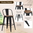 thumbnail image 3 of Aklaus Swivel Metal Bar Stools 26 inch Swivel Counter Height Barstools Set of 2 Modern Farmhouse Bar Chairs with High Backs and Large Wooden Seat for Kitchen Island Dining Room Matte Black, 3 of 9