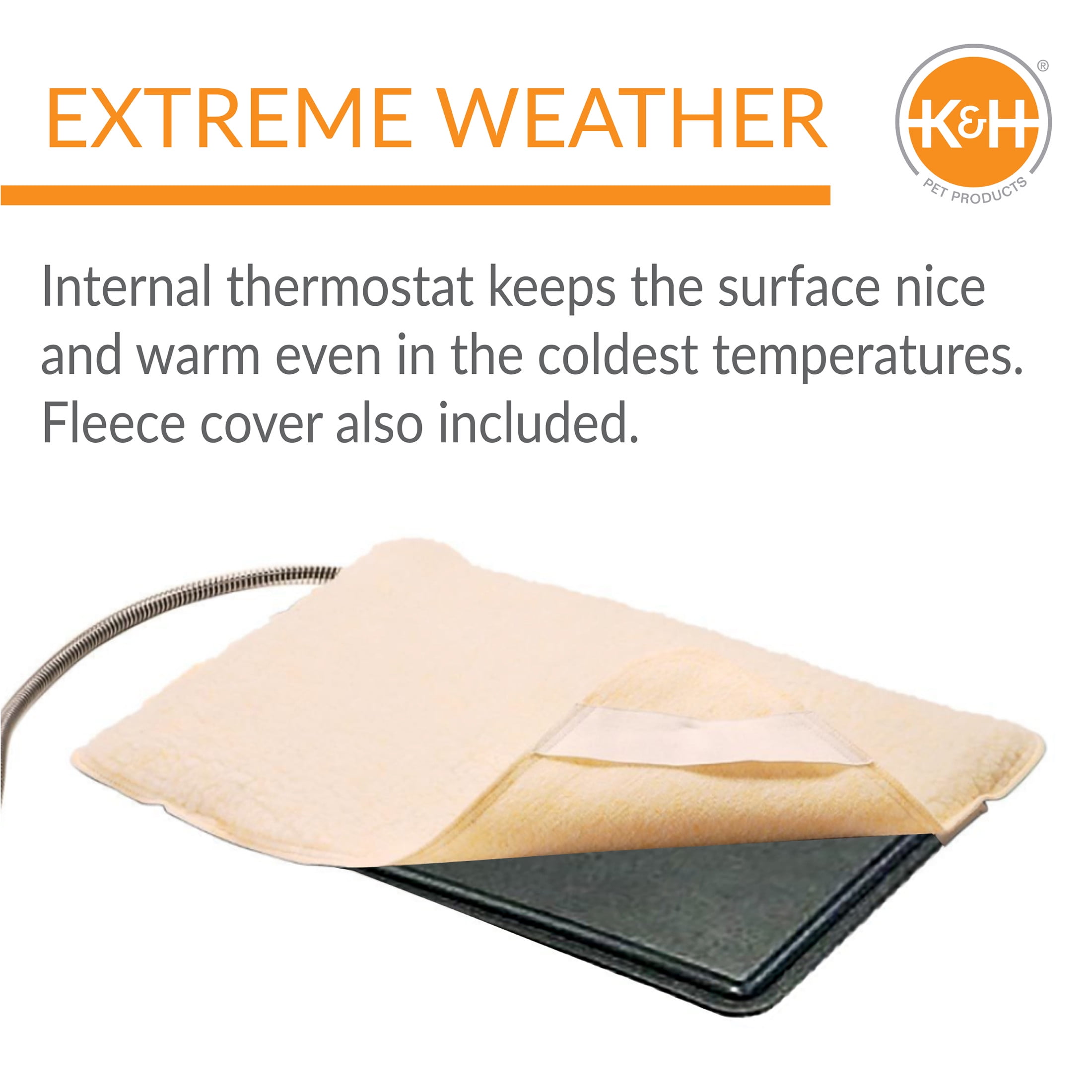 K&H Pet Products Extreme Weather Heated Kitty Pad for Outdoor Cats Black Small 18.5 X 12.5 Inches